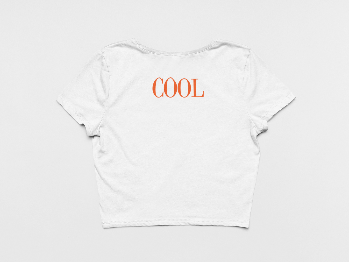 White Crop Top, Back of Crop Top, Orange Cool printed on back, Cincinnati bengals, Joe Burrow