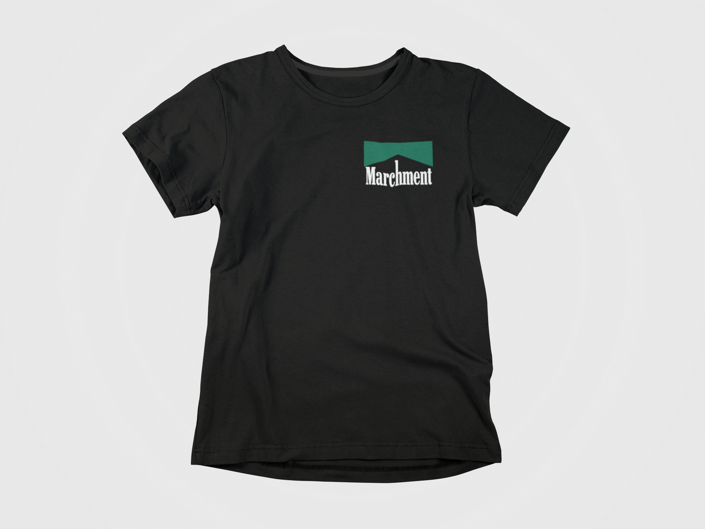 front of shirt, black shirt, lettering of marchment, marlboro, mason marchment, dallas stars.