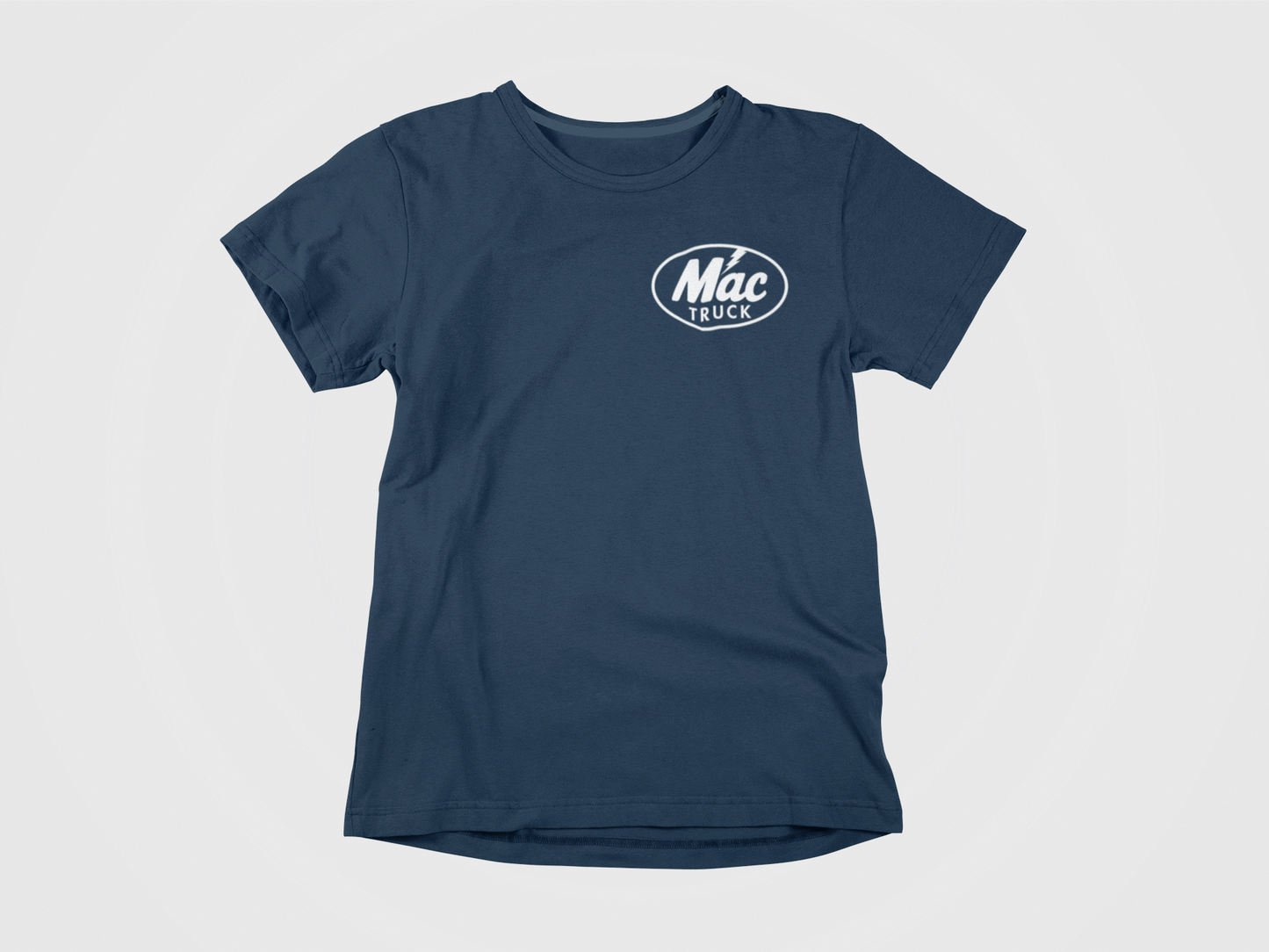 front of shirt, navy shirt, white lettering, mac truck, pocket logo, ryan mcdonagh, tampa bay lightning, bolts