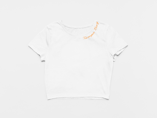 Tampa Bay Neckline - Women's White Crop Top